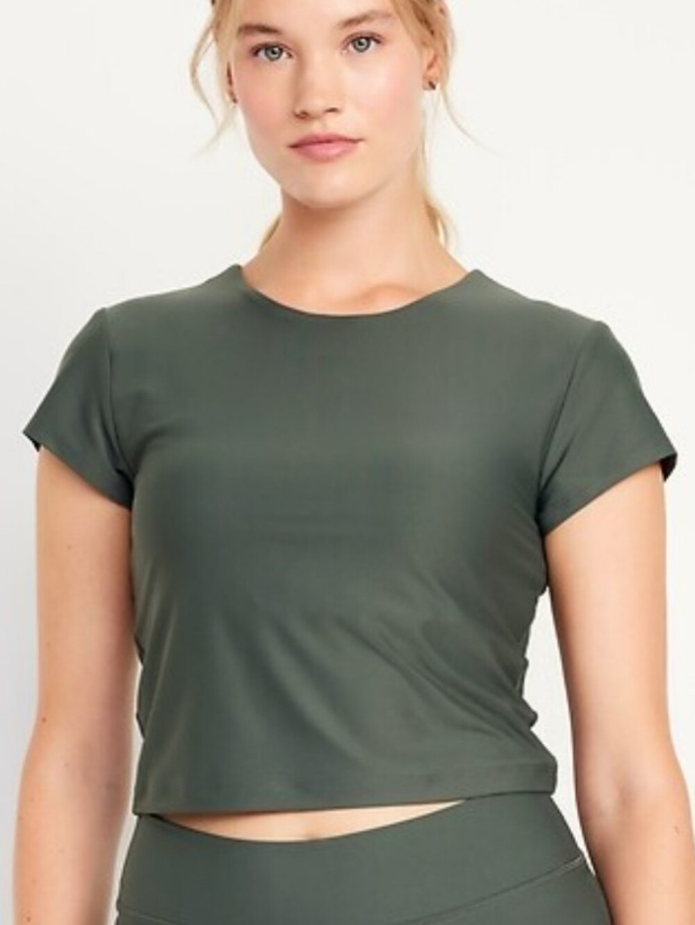 New Old Navy Powersoft Support Dark Olive Short-Sleeve Crop Top Size 3X